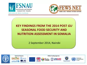 KEY  FINDINGS  FROM  THE  2014  POST GU    SEASONAL  FOOD  SECURITY