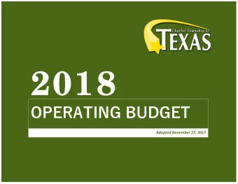 02 INTRODUCTION  On behalf of the Township Board, wed like to present to you the 2018 operating