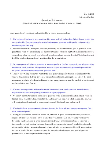 Qu  Quest  estion  ons &amp;  s &amp; An  Answers  swers  (Res  (R  esults P  Presen  entation  on