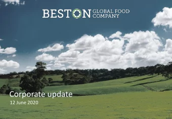 Corporate update  12 June 2020  0  The next phase of our journey  1  Beston Global Food Company
