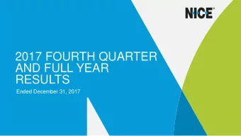 RESULTS  Ended December 31, 2017  Forward Looking Statements Disclaimer  This presentation contains