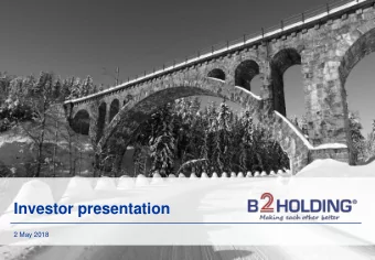 Investor presentation  2 May 2018  Important information (1/2)  This Presentation (the