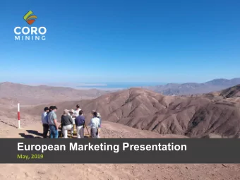 European Marketing Presentation  May, 2019  Disclaimer  This presentation includes certain