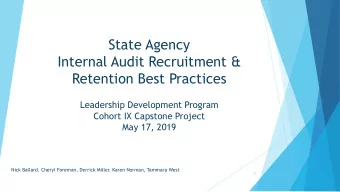 State Agency  Internal Audit Recruitment &amp;  Retention Best Practices  Leadership Development