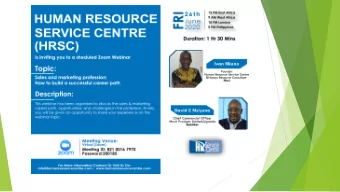 Human Resource Service Centre  Sales &amp; Marketing Profession  How to build a successful Career