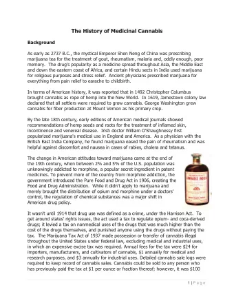 cannabis for fiber production at Mount Vernon as his primary crop.  By the late 18th century, early