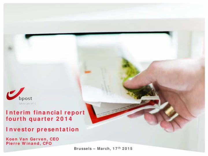 i nterim financial report fourth quarter 2 0 1 4
