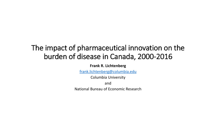 th the im impact of f pharmaceutical in innovation on th