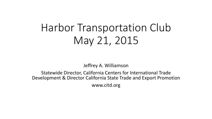 harbor transportation club may 21 2015