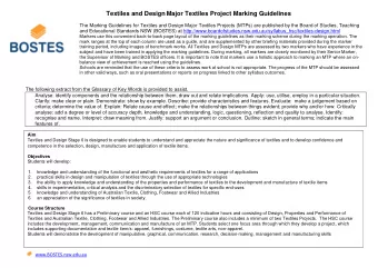Textiles and Design Major Textiles Project Marking Guidelines  The Marking Guidelines for Textiles