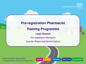 Pre-registration Pharmacist Training Programme  Lister Hospital  Pre-registration Managers