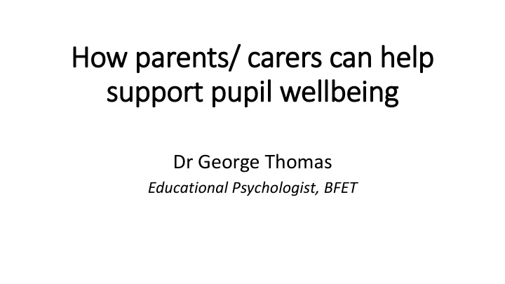how parents carers can help