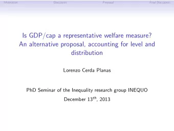 Is GDP/cap a representative welfare measure?  An alternative proposal, accounting for level and