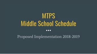 MTPS  Middle School Schedule  Proposed Implementation 2018-2019  Current Schedule Structure  80-40