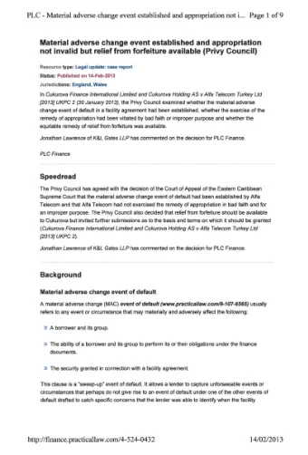 http://finance.practicallaw.com/4-524-0432  14/02/2013  PLC - Material adverse change event