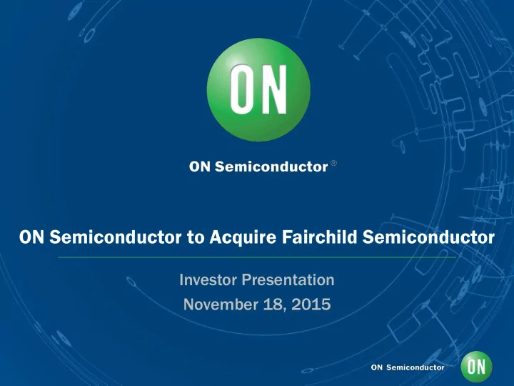 on semiconductor to acquire fairchild semiconductor