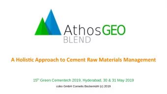 A Holistjc Approach to Cement Raw Materials Management 15 th Green Cementech 2019, Hyderabad, 30