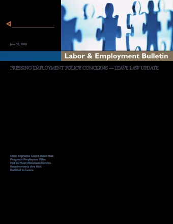 Labor &amp; Employment Bulletin  PRESSING EMPLOYMENT POLICY CONCERNS  LEAVE LA  W UPDATE