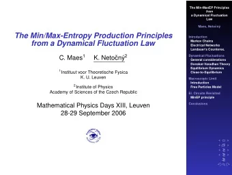 The Min/Max-Entropy Production Principles  Introduction  Markov Chains  from a Dynamical