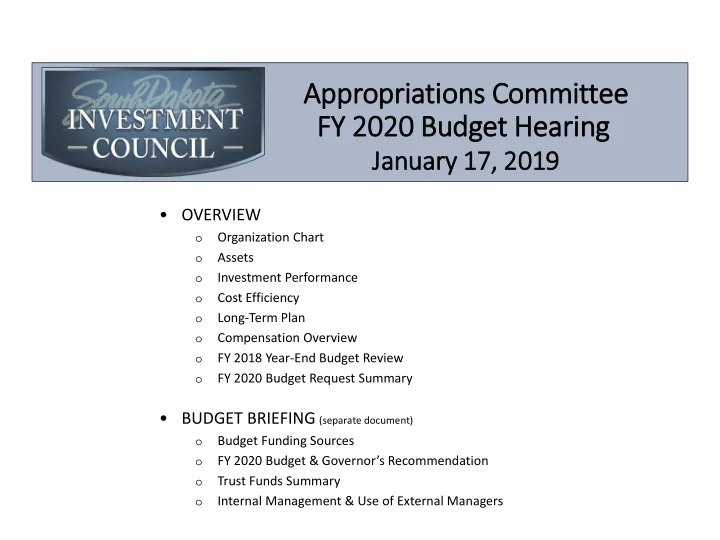 appropr priations ns c comm mmittee fy fy 2020 b 2020