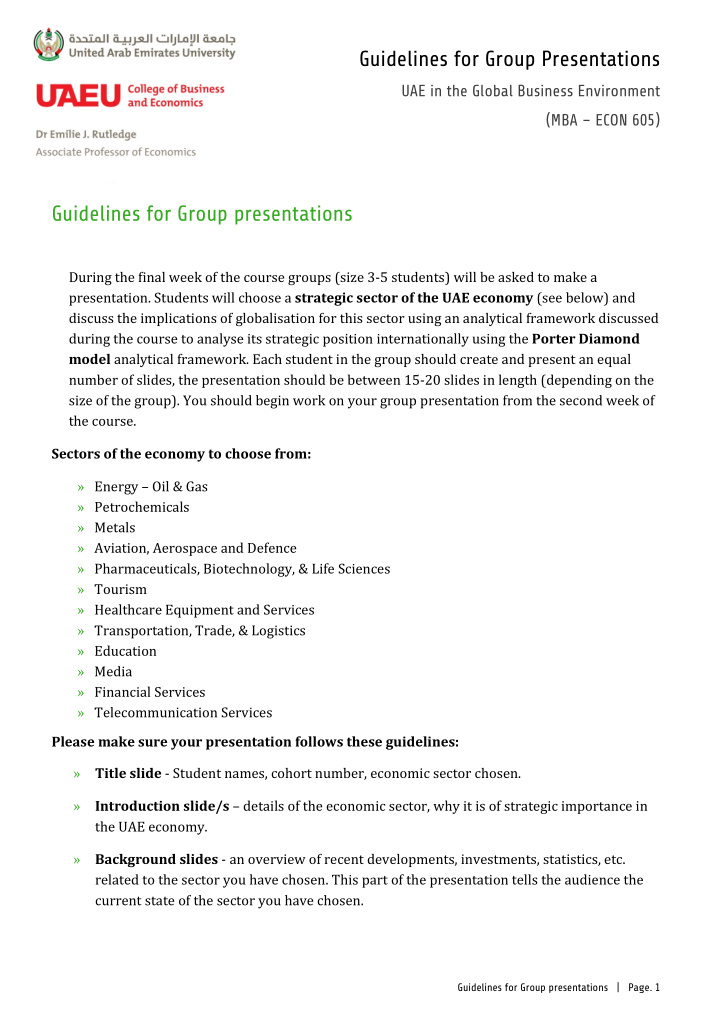 guidelines for group presentations