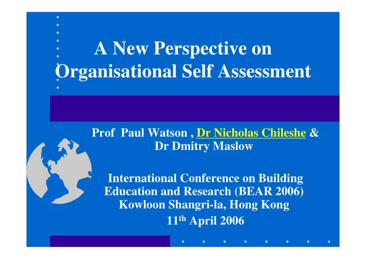 a new perspective on organisational self assessment