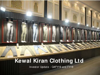 Kewal Kiran Clothing Ltd  Investor Update - Q4FY19 and FY19  INDEX  Contents  Page No  Operational