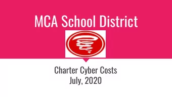 MCA School District  Charter Cyber Costs  July, 2020  Rising costs  In 2019-2020 our district paid