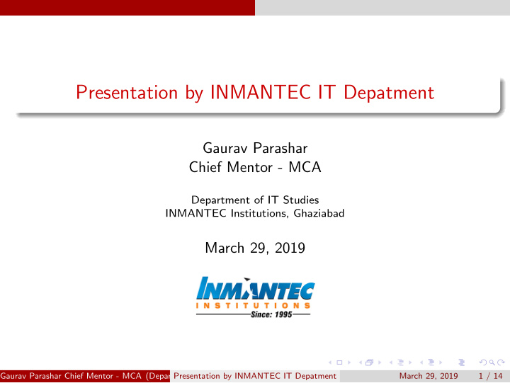 presentation by inmantec it depatment