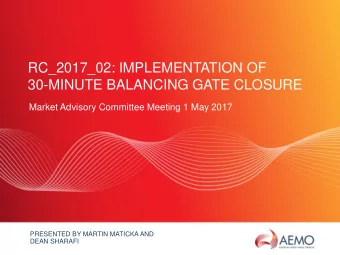 30-MINUTE BALANCING GATE CLOSURE  Market Advisory Committee Meeting 1 May 2017  PRESENTED BY MARTIN