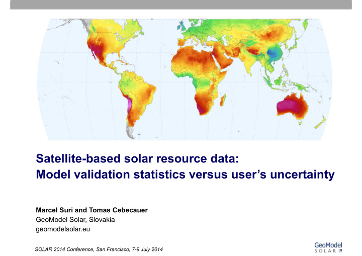 satellite based solar resource data model validation