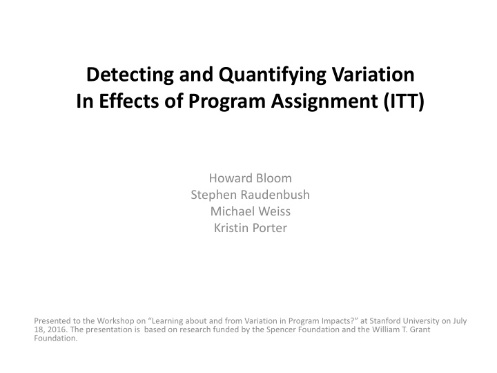 detecting and quantifying variation in effects of program