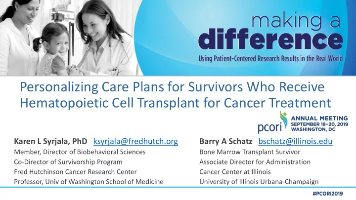 personalizing care plans for survivors who receive