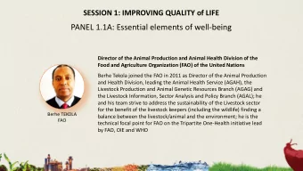 PANEL 1.1A: Essential elements of well-being  Director of the Animal Production and Animal Health