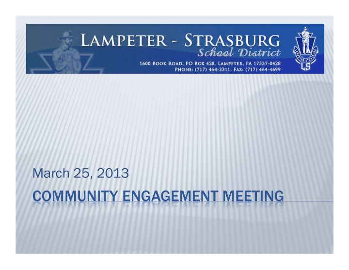 community engagement meeting purpose