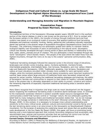 Indigenous Food and Cultural Values vs. Large Scale Ski Resort  Development in the Highest Alpine