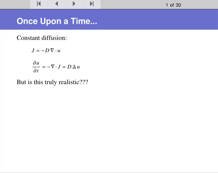 1 of 30 once upon a time constant diffusion j d u u