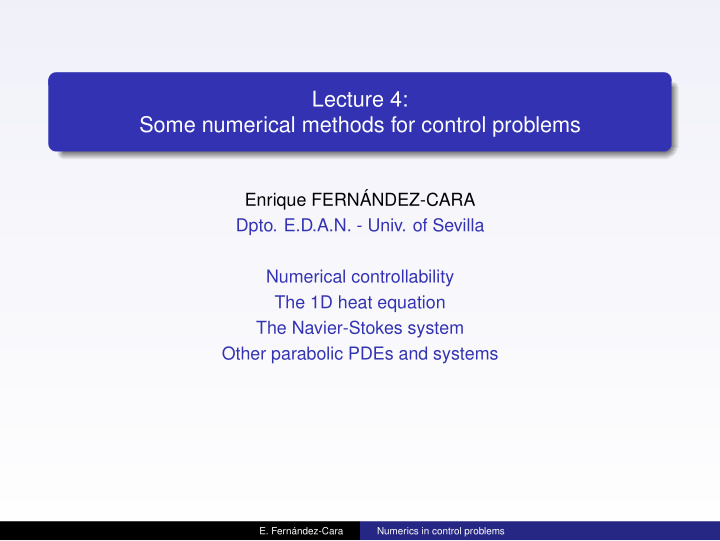 lecture 4 some numerical methods for control problems