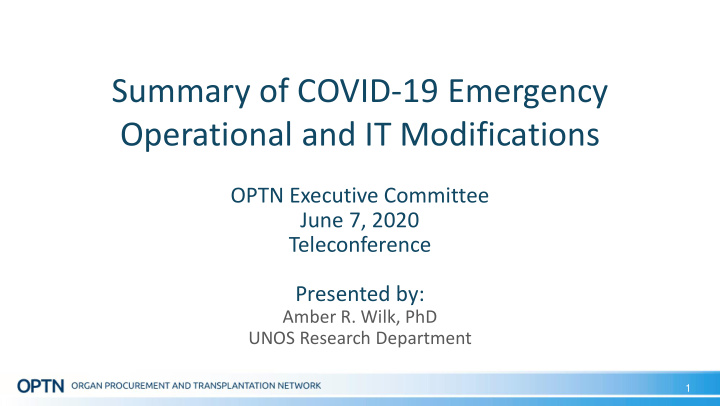 summary of covid 19 emergency operational and it