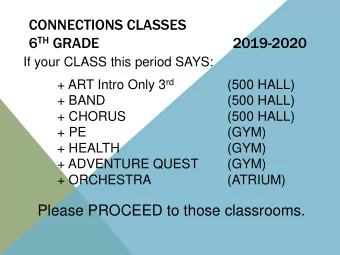 Please PROCEED to those classrooms.  CONNECTIONS CLASSES  2018-2019  WHAT ARE CONNECTIONS CLASSES?