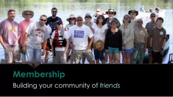 Membership Building your community of friends  Membership  Defining  Tracking  Building  What role