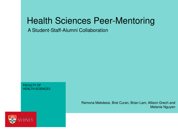 health sciences peer mentoring