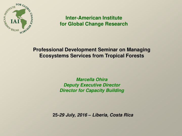 professional development seminar on managing ecosystems