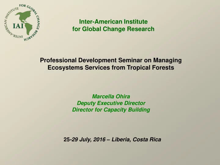 professional development seminar on managing ecosystems