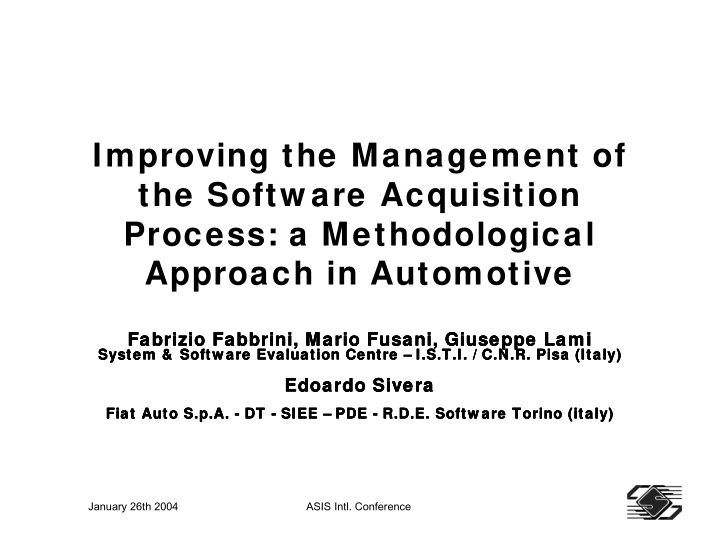 improving the management of the softw are acquisition