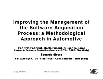 Improving the Management of  the Softw are Acquisition  Process: a Methodological  Approach in