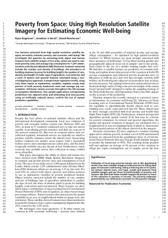 Poverty from Space: Using High Resolution Satellite  Imagery for Estimating Economic Well-being 1