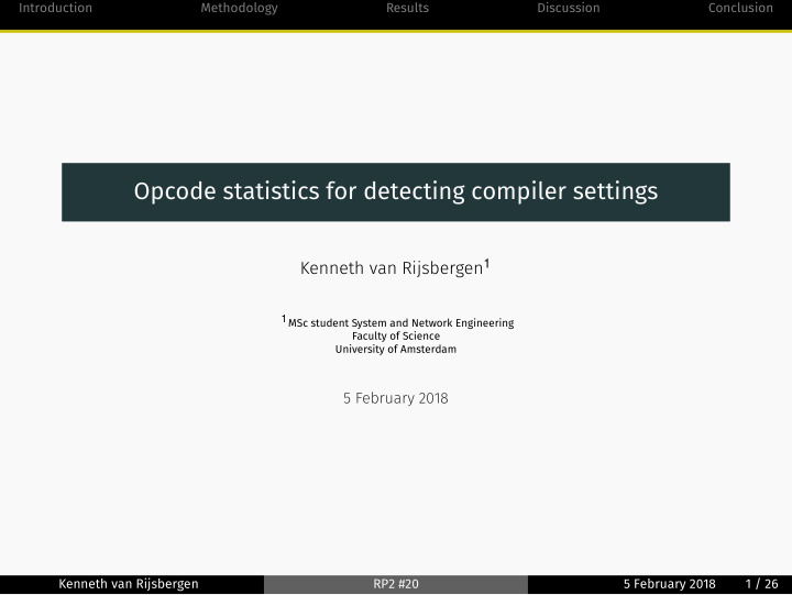 opcode statistics for detecting compiler settings