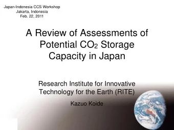 A Review of Assessments of Potential CO 2 Storage  Capacity in Japan  Research Institute for