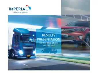 PRESENTATION  FOR THE YEAR ENDED  30 JUNE 2017  AGENDA  OPERATIONS  FINANCIAL  LOOKING  OVERVIEW